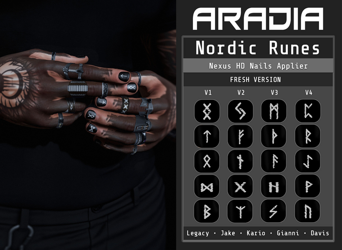 Faresh Rune Second Life Marketplace - Aradia - Nordic Runes [Nexus HD Nails ...